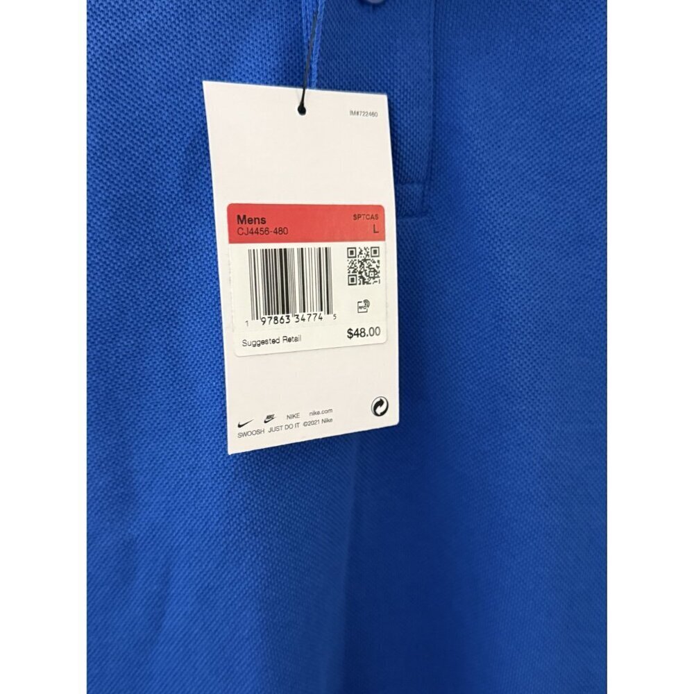 Nike Mens Blue Polo Shirt Size L Short Sleeve Dri-Fit Lightweight Casual NWT - Picture 4 of 5